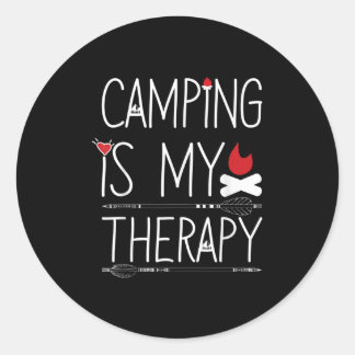 Sticker Rond Camping Thérapie Extérieur Pour Un Camper Kinda Ad