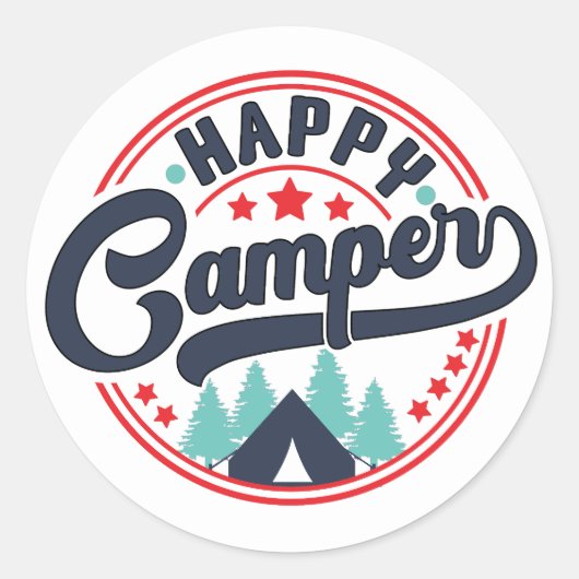 Sticker Rond Campingueur heureux (Devant)