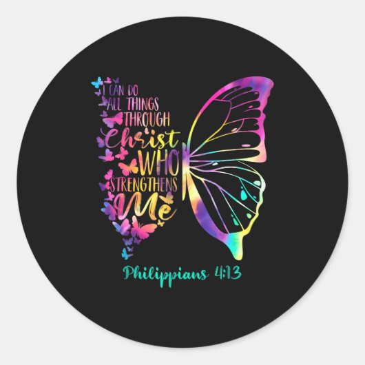 Sticker Rond Can Do All Things Through Christ Who Strengthens M (Devant)