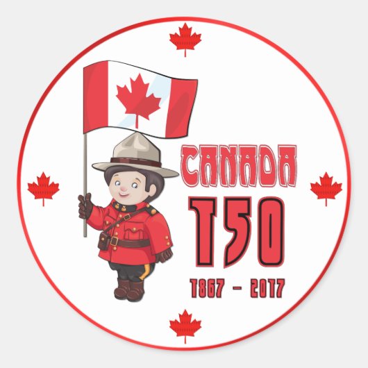 Sticker Rond Canada 150 ans (Devant)