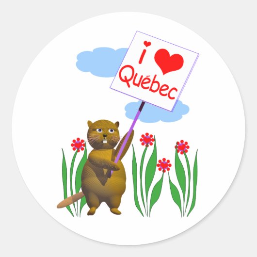 Sticker Rond Canada Beaver Loves Québec (Devant)