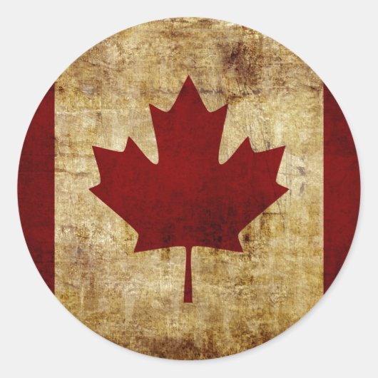 Sticker Rond Canada / drapeau grunge (Devant)