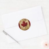 Sticker Rond Canada / drapeau grunge (Enveloppe)