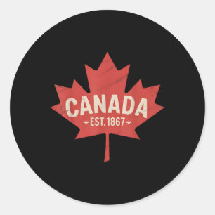 Sticker Rond Canada Établi en 1867 Feuille d'érable Rétro Vinta
