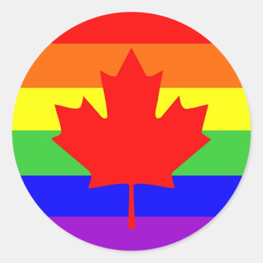 Sticker Rond canada pays gay fier drapeau arc-en-ciel (Devant)