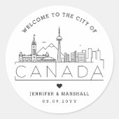 Sticker Rond Canada Skyline | Message de bienvenue du Mariage (Devant)