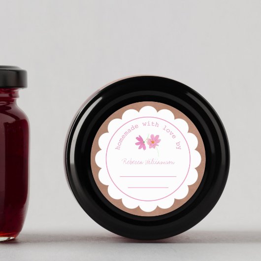 Sticker Rond Canalisation de jam personnalisée | Fleur rose mai