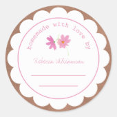 Sticker Rond Canalisation de jam personnalisée | Fleur rose mai (Devant)