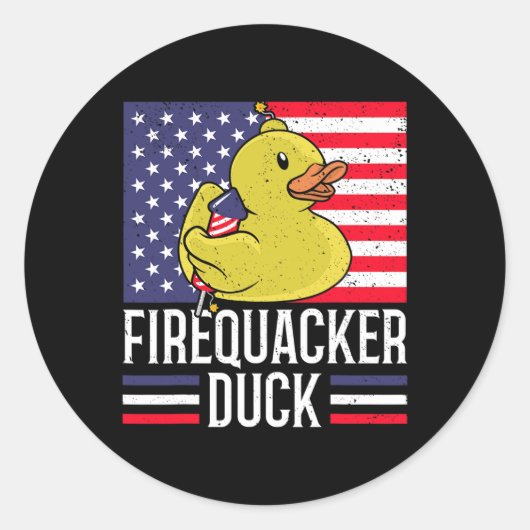 Sticker Rond Canard 4 juillet Firequacker Independe (Devant)