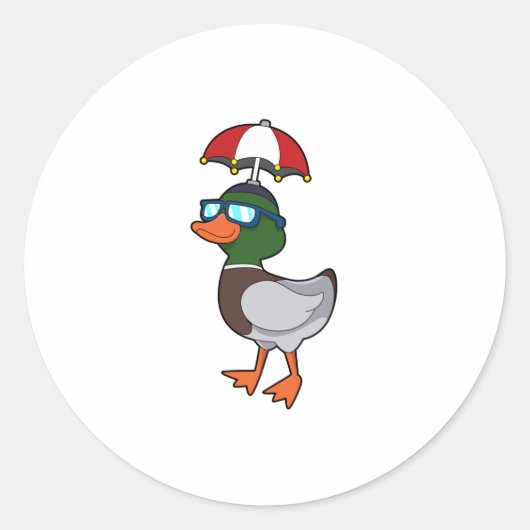 Sticker Rond Canard à la pluie avec Umbrella.PNG (Devant)