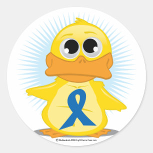 Sticker Rond Canard à ruban de sensibilisation bleu