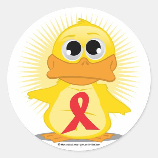 Sticker Rond Canard à ruban rouge (Devant)
