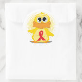 Sticker Rond Canard à ruban rouge (Sac)