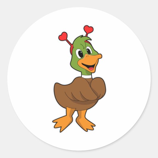 Sticker Rond Canard avec bandeau de coeur (Devant)