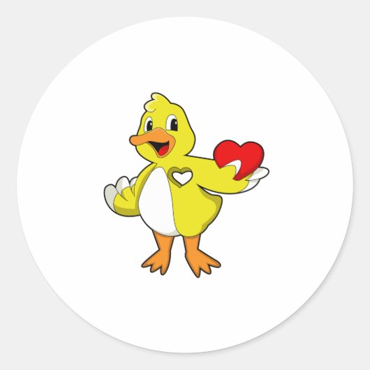 Sticker Rond Canard avec coeur (Devant)