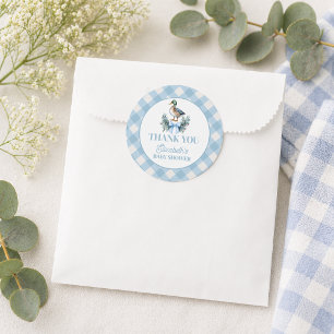 Sticker Rond Canard colvert bébé garçon bleu Shower de bébé