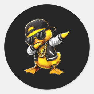 Sticker Rond Canard Dabbing Drôle Canard En Caoutchouc Avec Sun