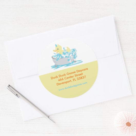 Sticker Rond Canard dans les bains Garderie Enfants Customisés (Enveloppe)