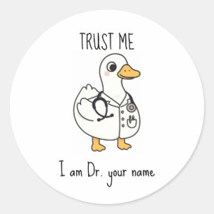 Sticker Rond Canard de docteur personnalisé