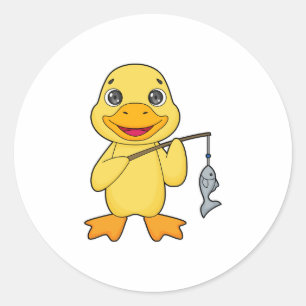 Sticker Rond Canard de pêche de canard