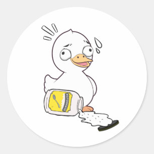Sticker Rond Canard drôle renversé mayonnaise