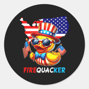 Sticker Rond Canard du 4 juillet Feu d'artifice Patriotique Qua