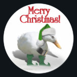Sticker Rond Canard Elf Christmas - Père Noël Helper<br><div class="desc">Stickers sont amusants pendant la saison des Fêtes d'hiver! Ces autocollants sont disponibles en plusieurs formes (rond, carré, en forme de coeur et plus) et la plupart des autocollants sont disponibles en deux dimensions. Servez-vous pour sceller une enveloppe, pour l'artisanat ou le scrapbooking, pour vos projets do-it-yourself ou pour l'utiliser...</div>