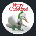 Sticker Rond Canard Elf Christmas - Père Noël Helper<br><div class="desc">Stickers sont amusants pendant la saison des Fêtes d'hiver! Ces autocollants sont disponibles en plusieurs formes (rond, carré, en forme de coeur et plus) et la plupart des autocollants sont disponibles en deux dimensions. Servez-vous pour sceller une enveloppe, pour l'artisanat ou le scrapbooking, pour vos projets do-it-yourself ou pour l'utiliser...</div>