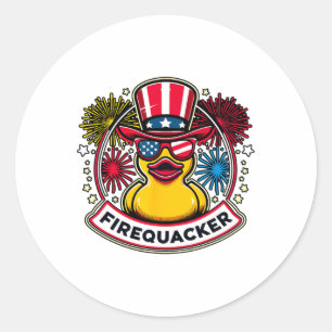 Sticker Rond Canard en caoutchouc Firequacker 4 juillet drapeau