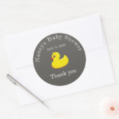 Sticker Rond canard en caoutchouc jaune - baby shower -aspect t (Enveloppe)