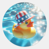 Sticker Rond Canard En Caoutchouc Jaune Patriotique En Piscine (Devant)