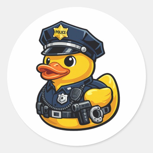 Sticker Rond Canard en caoutchouc Policier (Devant)
