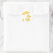 Sticker Rond Canard En vichy jaune, Baby shower (Sac)