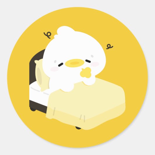 Sticker Rond Canard fatigué mignon (Devant)