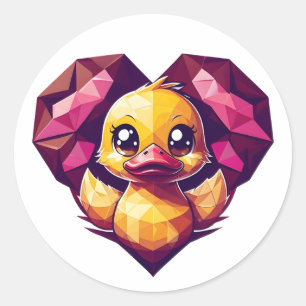 Sticker Rond Canard géométrique dans le coeur cristal