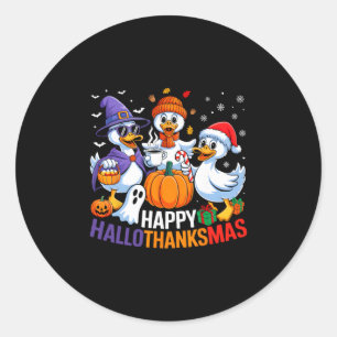 Sticker Rond Canard Halloween Thanksgiving Noël Joyeux Hallot