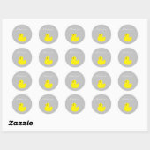 Sticker Rond Canard jaune Merci (Feuille)