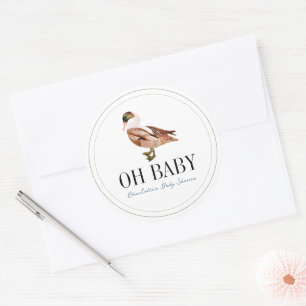 Sticker Rond Canard/Mallard classique Baby shower de garçon bla