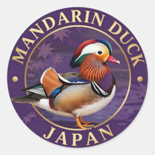 Sticker Rond 🦆 Canard mandarin faune sauvage japonaise