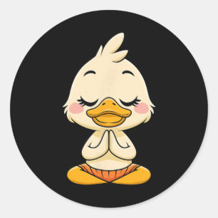 Sticker Rond Canard méditant yoga relaxation intérieure et paix