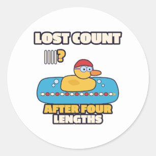 Sticker Rond Canard Nageur Ayant Perdu Le Compte Après Quatre L