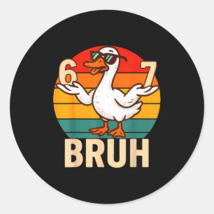 Sticker Rond Canard Rétro Drôle Bruh 6 7 Mème Enfants Adolescen