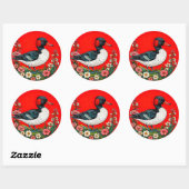 Sticker Rond Canard vibrant illustré (Feuille)