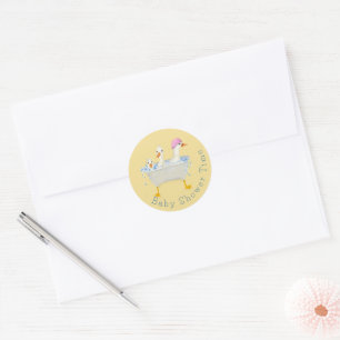 Sticker Rond Canards aquarelles fantaisistes dans la baignoire