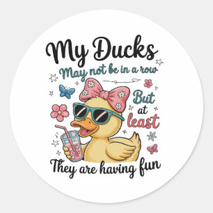 Sticker Rond Canards Pas D'Alignés Drôle Mignon Tendance Sarcas