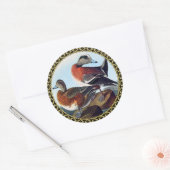 Sticker Rond Canards Widgeon américains sur une roche (Enveloppe)