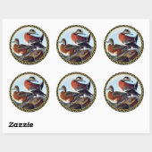Sticker Rond Canards Widgeon américains sur une roche (Feuille)