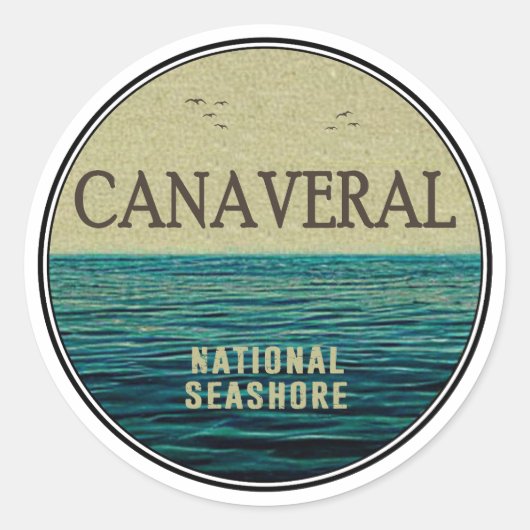 Sticker Rond Canaveral National Seashore Florida Ocean Birds (Devant)
