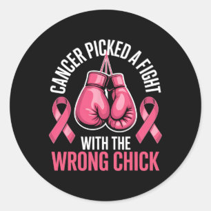 Sticker Rond Cancer A Combattu Le Mauvais Sein De Poule