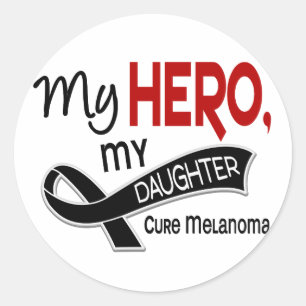 Sticker Rond Cancer de la peau de mélanome MON HÉROS MA FILLE